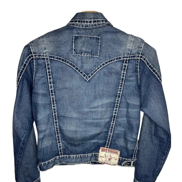 True Religion JIMMY Super T Jacket Dark wash XL Mens Big&Tall Distressed XL - Picture 2 of 10